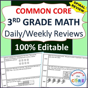 3rd Grade Daily / Weekly Spiral Math Review {Common Core}