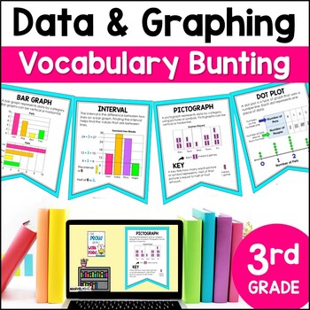Preview of 3rd Grade Data and Graphs Word Wall - Math Vocabulary Bunting