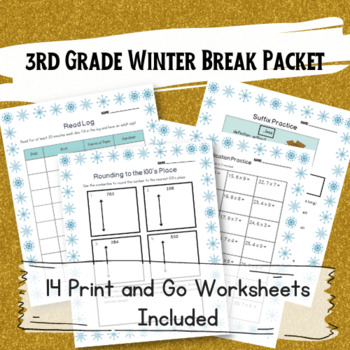 Preview of 3rd Grade December Packet: Spiral Review for 2 Week Christmas Break