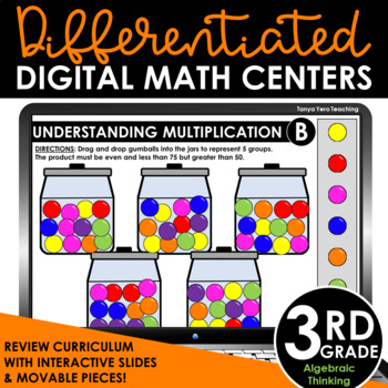 Preview of 3rd Grade Differentiated Digital Math Centers Algebraic Thinking