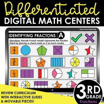 Preview of 3rd Grade Differentiated Digital Math Centers Fractions