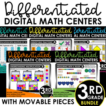 Preview of 3rd Grade Digital Math Centers Differentiated BUNDLE