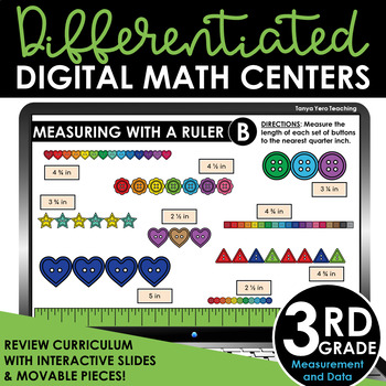 Preview of 3rd Grade Differentiated Digital Math Centers Measurement and Data