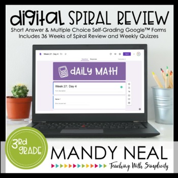 Preview of 3rd Grade Digital Daily Math Spiral Review | Distance Learning