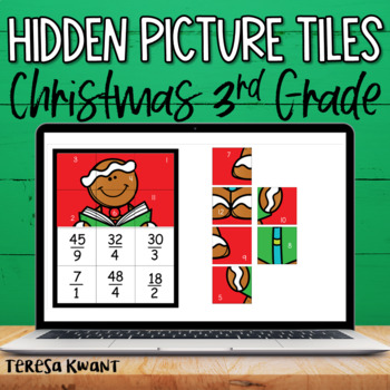 Preview of 3rd Grade Digital Math Christmas Fractions Activity | Distance Learning