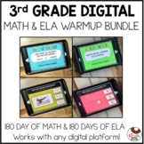 3rd Grade Digital Math & ELA Warm Up Bundle  | Spiral Review