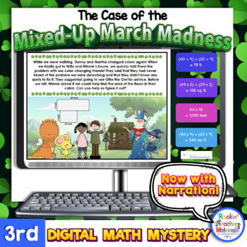 Preview of 3rd Grade Digital Math Mystery March Madness Distance Learning