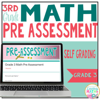 Preview of 3rd  Grade Digital Math Pre Assessment for Google Classroom 
