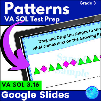Preview of 3rd Grade Digital Math Test Prep Review Patterns on Google Slides CCSS 4.OA.5