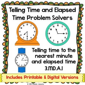 Preview of 3rd Grade Digital Resource Elapsed Time & Telling Times Google Slides Worksheets