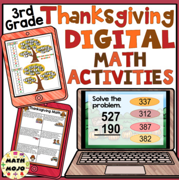 Preview of 3rd Grade Digital Thanksgiving Math Activities