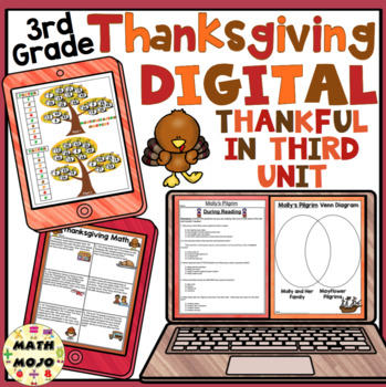 Preview of 3rd Grade Digital Thanksgiving Unit: Reading, Writing, Math, & Social Studies