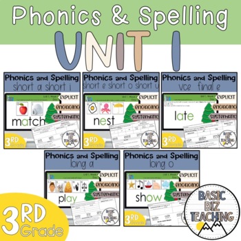 Preview of 3rd Grade Digital and Print Phonics and Spelling Lessons Unit 1 BUNDLE