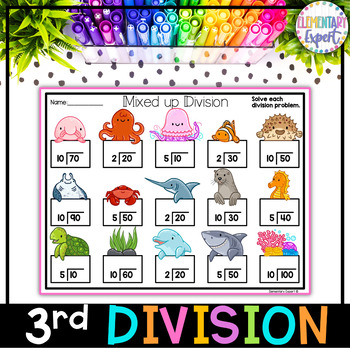 Preview of 3rd Grade Division Facts Fluency Worksheet Pack - Easy Print and Go Activities