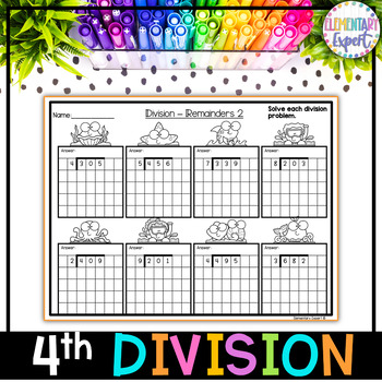 Preview of 4th Grade Division Fluency Worksheet Pack - Easy Print and Go Activities