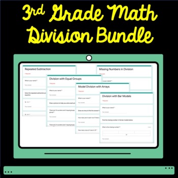 Preview of 3rd Grade Math Division Google Form Assessment Bundle