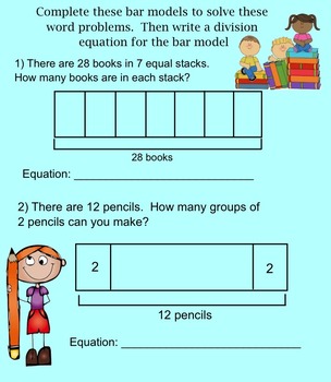 3rd grade division model with bar models smartboard