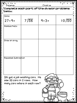 3rd grade division worksheets summer themed pages for distance learning