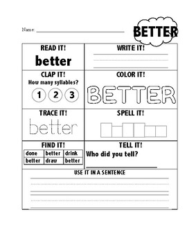 3rd Grade Dolce Sight Word Worksheets by Francesca Humphries | TpT