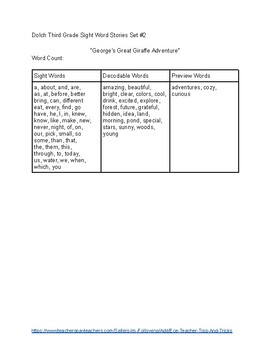 Preview of 3rd Grade Dolch Sight Word Stories Set #2