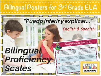 Preview of 3rd Grade ELA Bilingual Leveled Proficiency Scale Posters - Differentiation