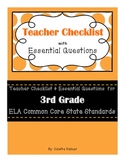 3rd Grade ELA CCSS- Teacher Checklist & Essential Questions