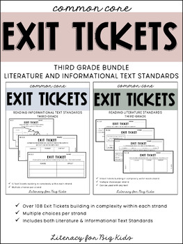 Preview of 3rd Grade ELA Common Core Reading Exit Tickets {Literature & Info. Text} BUNDLE!