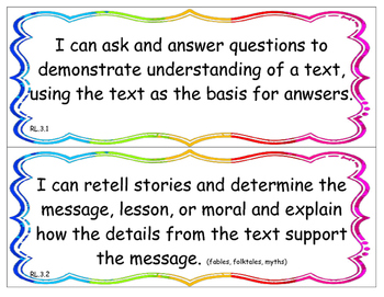 3rd Grade ELA Common Core Standards - I Can Statements | TpT