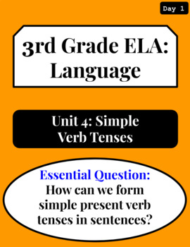 Preview of 3rd Grade ELA Common Core - Unit 4: Simple Past, Present, and Future Verb Tenses