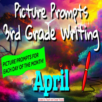 Preview of 3rd Grade ELA Daily Writing Prompts Pictures Activities Spring Bundle