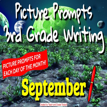 Preview of 3rd Grade ELA Daily Writing Prompts Pictures Activities Super 10 Month Bundle