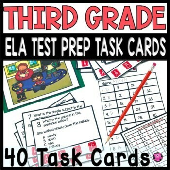 Preview of 3rd Grade ELA Grammar & Language Spiral Review 3rd Grade ELA Test Prep Tasks
