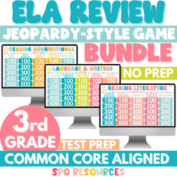 Preview of 3rd Grade ELA Jeopardy Review Game Bundle | Comprehensive ELA Test Prep