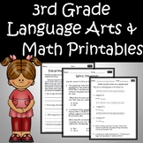 3rd Grade ELA Language Arts & Math Review Printables & Ass