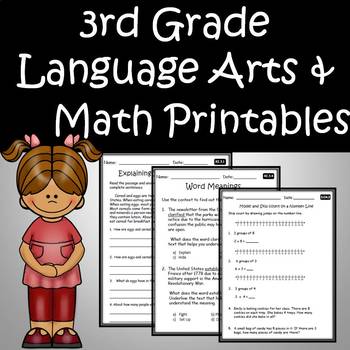 Preview of 3rd Grade ELA Language Arts & Math Review End of Year & State Test Prep