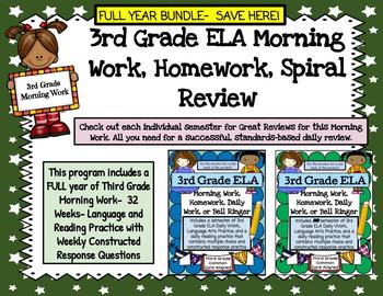 Preview of 3rd Grade ELA MORNING WORK FULL YEAR BUNDLE!  3rd Grade ELA Daily Practice