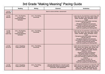 Preview of 3rd Grade ELA "Making Meaning" Full Year Pacing Guide