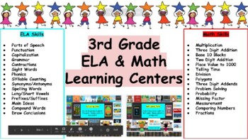 Preview of 3rd Grade ELA & Math Asynchronous Virtual Learning Centers
