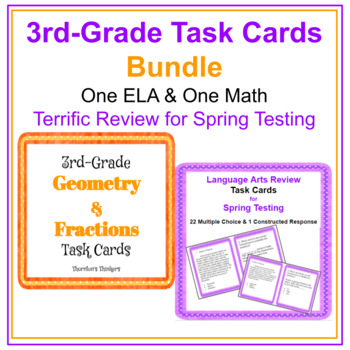 Preview of 3rd-Grade ELA & Math Task Cards Bundle