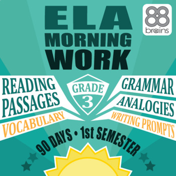 Preview of 3rd Grade ELA Morning Work - Semester 1 Bundle CCSS (Weeks 1 - 18)