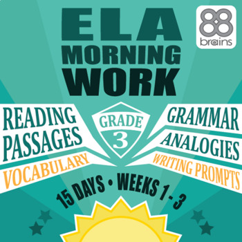 Preview of Distance Learning: 3rd Grade ELA Morning Work: Weeks 1-3 Mini-Bundle (CCSS)