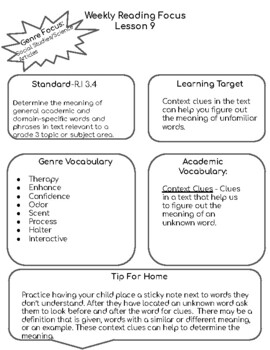 Preview of 3rd Grade ELA Ready Curriculum Weekly Newsletter (Unit 3)