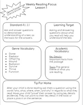 Preview of 3rd Grade ELA Ready Curriculum Weekly Newsletter (Units 1-6)