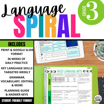 Preview of 3rd Grade ELA Spiral Review: Daily Oral Language & Grammar Practice Warm Ups