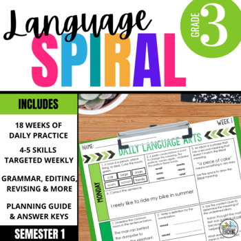 Preview of 3rd Grade ELA Spiral Review: Daily Oral language & Grammar Practice Part 1 PRINT