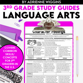 Preview of 3rd Grade ELA Study Guides (75 Skills & Concepts)