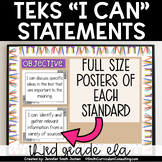 3rd Grade ELA TEKS I Can Statements Full Size Objective Po