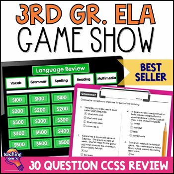 Preview of 3rd Grade ELA Test Prep Game Show & Practice Review Test - Grammar Reading+