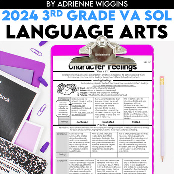 Preview of 3rd Grade ELA VA SOL Study Guides for the 2024 Standards