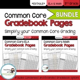 3rd Grade ELA and Math Common Core Gradebook Pages EDITABL